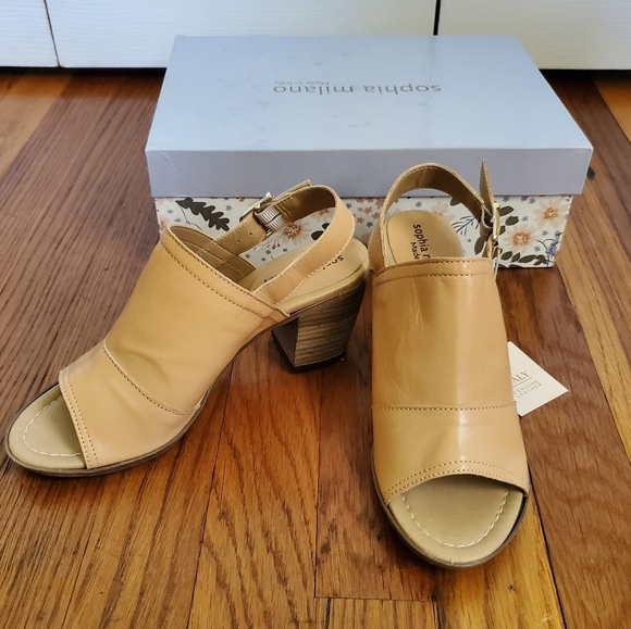 Last 3! NIB SophiaMilano peeptoe strap sandal leat - Picture 2 of 7